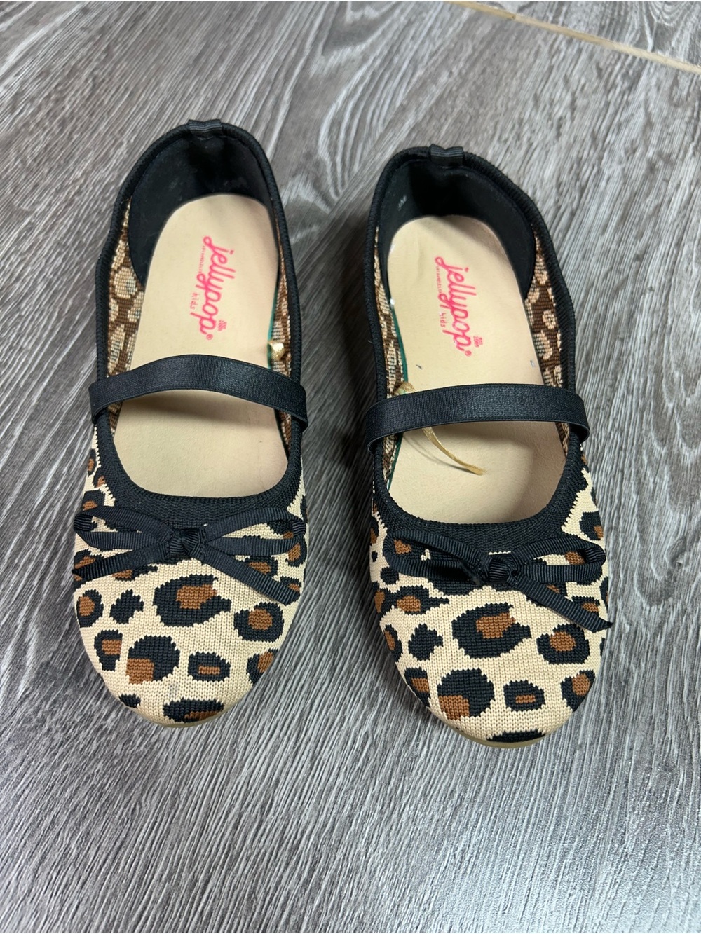 Jellypop Girls Leopard Print Mary Jane Flats - Black and Tan